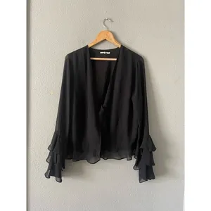 Tularosa Winnie Womens Black Ruffle Sleeve Blouse thumbnail 5