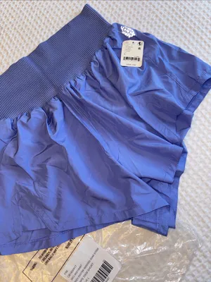 NEW! Free People FP Movement L CARPE DIEM Blueberry Athletic Shorts Periwinkle thumbnail 9