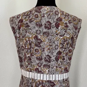 Boho Floral Block Print Maxi‎ Dress Sleeveless Earth Tones Size L Fairy Festival thumbnail 4