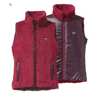 Patagonia Reversible Los Lobos Vest Women Medium Burgundy Fleece Puffer Gorpcore thumbnail 2