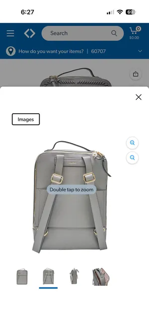 Calpak Grey Leather Bagpack Gray thumbnail 2