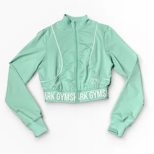 Gymshark Womens‎ XS Mint Green Cropped Track Jacket Full Zip B1A1P Athletic Yoga thumbnail 1