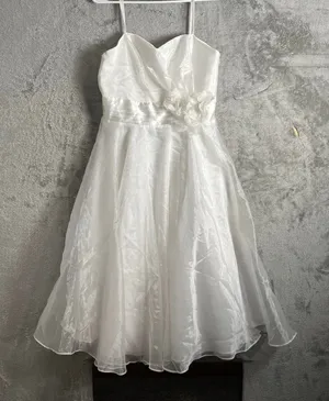 Vintage Eliza J Romantic White Organza Wedding Bridal Dress Floral Waist Detail‎ thumbnail 1