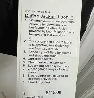 Define Jacket Luon Lululemon Black thumbnail 4