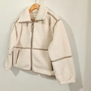 Abercrombie & Fitch Sherpa Fleece Mockneck Full Zip Jacket - Ivory - Size S -NWT thumbnail 3