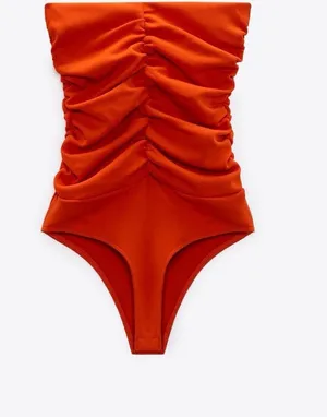 ZARA Red Orange Bodysuit thumbnail 1