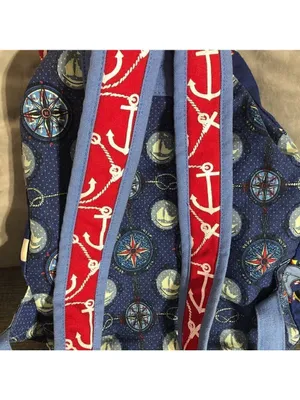 Sun N Sand Beach Cotton Anchor Backpack Red Blue thumbnail 4