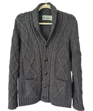 Aran Crafts Ireland Merino Wool Cable Knit Cardigan Sweater Size Small thumbnail 1