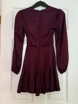 Abercrombie & Fitch Satin Plunge Dress in Plum thumbnail 3