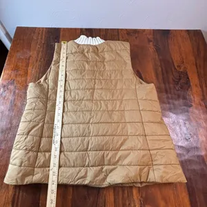 J.‎ Jill Camel Brown Quilted Puffer Vest Ribbed Knit Trim Snap Front Womens L thumbnail 7