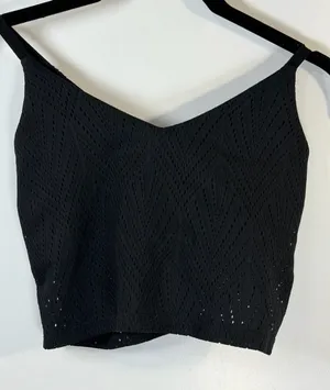 Beyond Yoga Black Mesh in Line Chevron Cami Crop Top Size S thumbnail 1