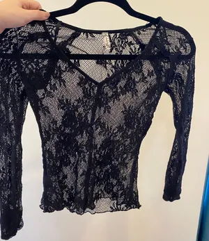 Free People Black Lace Shirt thumbnail 1