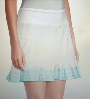 Addison Bay Birdie Pleated Tennis/Golf Skirt White Light Blue Women's sz. M thumbnail 1