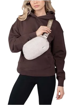 Lolë Sherpa Belt Bag Cream Ivory Fleece Crossbody Fanny Pack Unisex NWT thumbnail 1