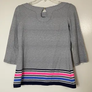 Lilly Pulitzer black striped pink blue trim nautical top size xxs thumbnail 3