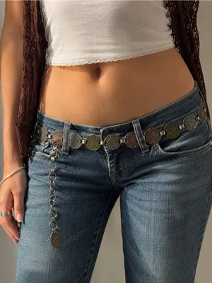 Vintage Mixed Metal Textured Disc Link Chain Belt Boho Adjustable Statement thumbnail 6