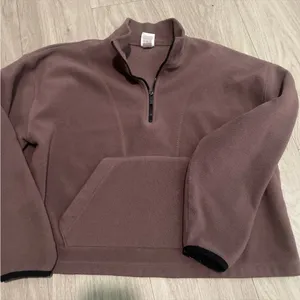 PINK Victoria's Secret Mauve Half-Zip Fleece Pullover thumbnail 1
