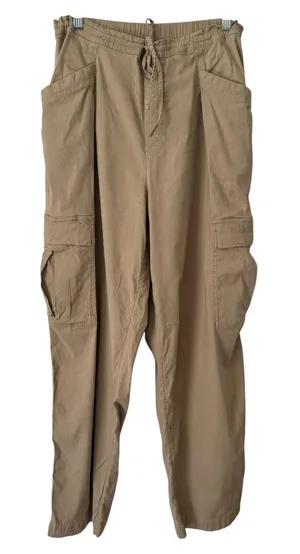Athleta Khaki Linen Blend Pull On Cargo Pants Women’s Size Small thumbnail 1