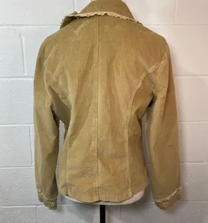 Misha Y2K Vintage Tan Corduroy Floral Embroidered Sequin Blazer Jacket thumbnail 8