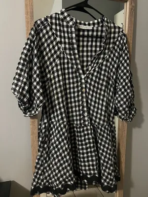 Petal & Pup Black and White Gingham Mini Dress thumbnail 4