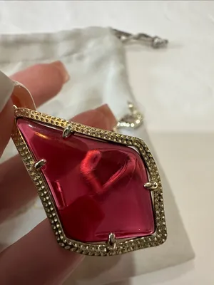 Kendra Scott “Alex” Ruby Red/maroon Drop Earrings with Gold Trim thumbnail 10