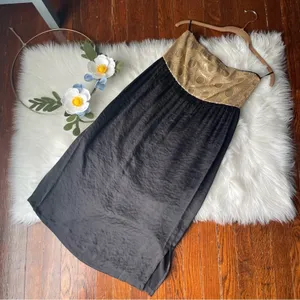 Glam Gold & Black Sequin Strapless Dress NWOT thumbnail 5
