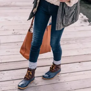 🍁 NEW Sperry Navy & Brown Water Resistant Leather Saltwater Duck Boot Size 10 thumbnail 5