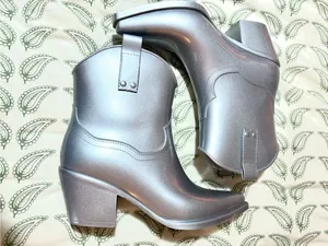 Beach by Matisse Oakley Water Resistant Western Rain Boot Metallic Silver 8 NIB thumbnail 13