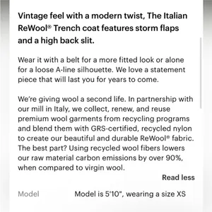Everlane Italian Rewool trench NEW thumbnail 7