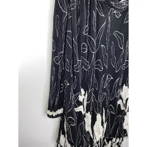 Virginie Paris Vintage Black White Printed Pleated Dress Women's Size‎ 14-16 thumbnail 6