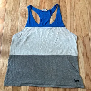 PINK Victoria's Secret Shirt Womens Large Blue White Tank Top Logo Ladies thumbnail 1