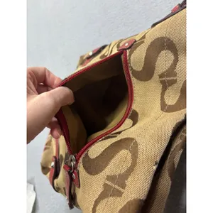 Sophia Caperelli Shoulder Bag Small Monogram Tan Brown Red Leather Trim‎ Trim thumbnail 11