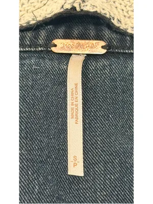 Free People Denim Knit Sleeve Hooded Jacket Distressed Dark Wash h thumbnail 11