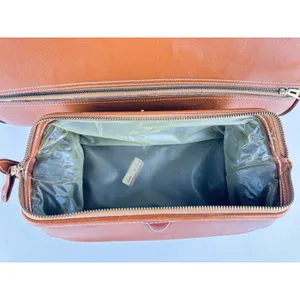 Vintage Top Grain Cowhide Leather Travel Bag Bag + Dopp Kit Leather Toiletry thumbnail 12