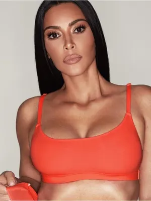 NWT Skims Fits Everybody scoop neck bralette in Neon Coral XXS thumbnail 1