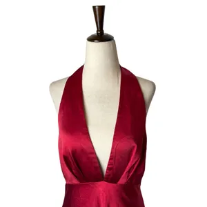 Angel Biba Of Your Dreams Maxi Dress Women Medium Red NWT Satin Halter Gown thumbnail 4