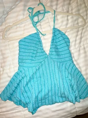 SheIn Turquoise Halter Going Out Top thumbnail 1