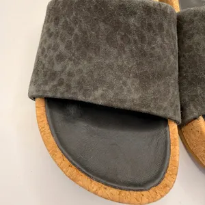Veronica Beard Dresdyn Grey Suede Leopard Cork Platform Slide Sandals 7M thumbnail 3
