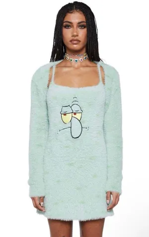Dollskill x Spongebob Squidward Soak Up My Love Dress and Shrug Dress size M thumbnail 1