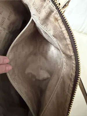 Michael Kors Brown MK Monogram Tote with Beige Handles thumbnail 8