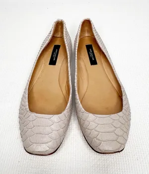 Ann Taylor Beige Nude Snakeskin Leather Ballet Flat Size 7M thumbnail 1