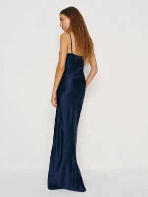 Reformation Neva Silk Dress Navy Size 8 thumbnail 4