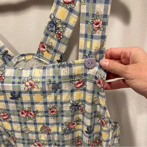 Cute vintage 80’s cottagecore granny floral windowpane jumper skirt mini thumbnail 8