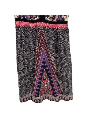 Kimchi Blue Silk Boho Chic Artsy Mini Dress Purple Black Multi Size Small thumbnail 5