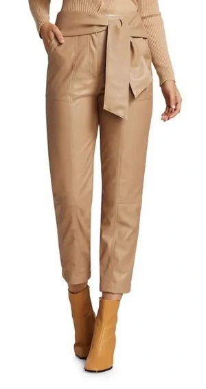 Jonathan Simkhai Women’s Tessa Faux Leather Camel Colored Pants Size 10 thumbnail 1