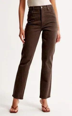 Abercrombie The 90s Straight Leg Ultra High Rise Curve Love Jeans thumbnail 1