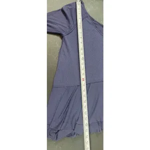 Free People We The Free Blue Ribbed Peplum Top Oversized XS Boho Raw Hem L Vneck thumbnail 9