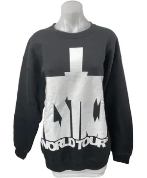 Justin Bieber Justice World Tour Black White Long Sleeve Concert Sweatshirt L thumbnail 1