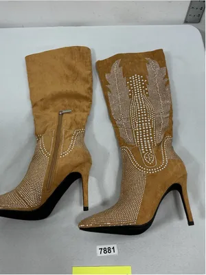 Womans New Cape Robbin Olkey Knee High Fashion Western Cowgirl Dress Boots 8 Tan thumbnail 4