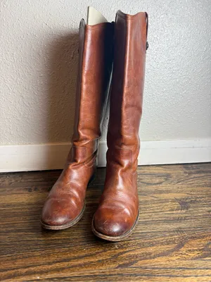 Frye Melissa Button Tall Riding Boots 77167 Cognac Brown Leather Women’s 8.5 B‎ thumbnail 3